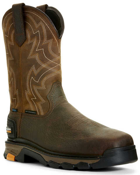 Ariat Men's Intrepid Force Waterproof Western Work Boots - Composite Toe, Brown, hi-res