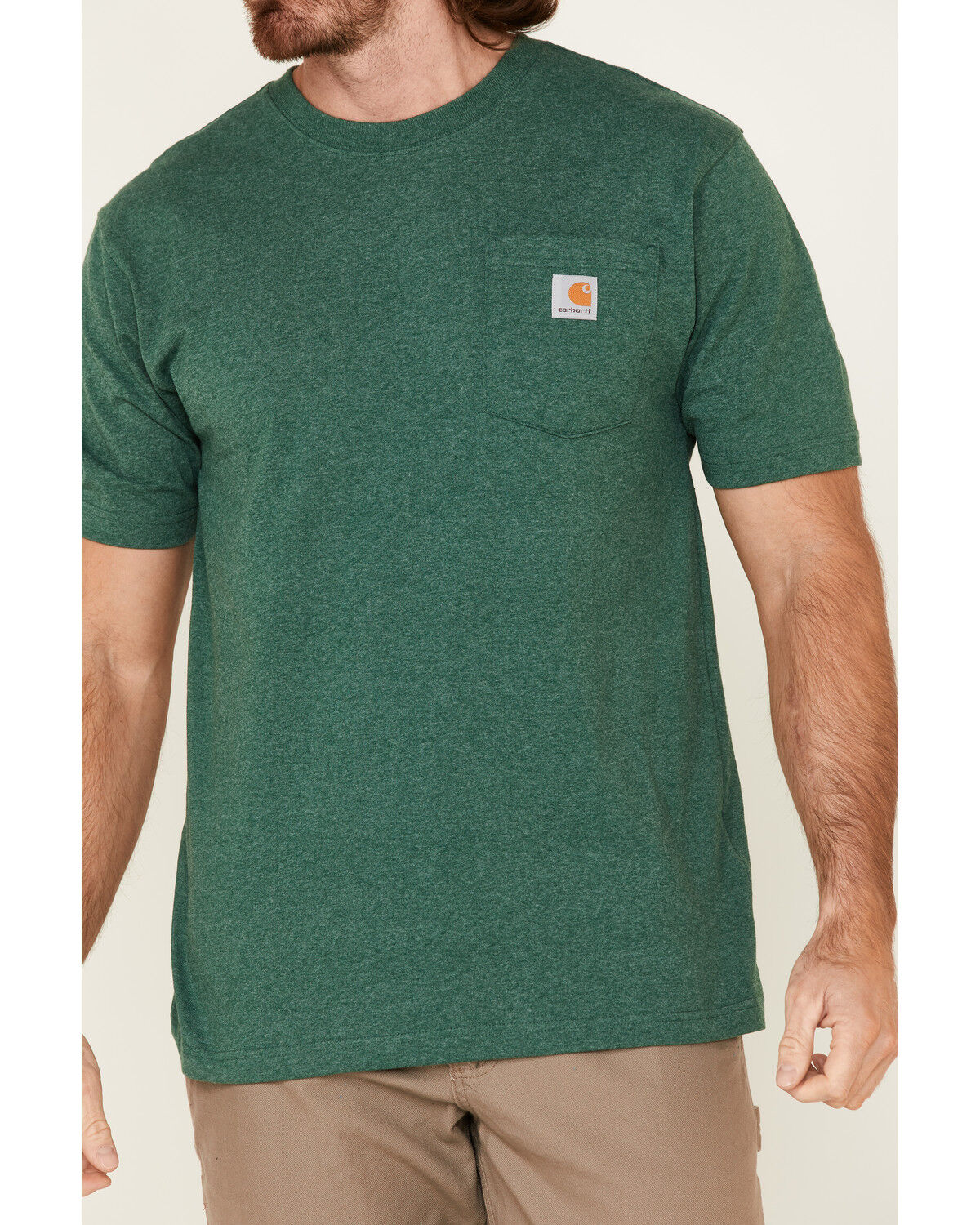 Image #3 - Carhartt Men's Dark Green Loose Fit Pocket Short Sleeve Work T-Shirt - Big, Dark Green, hi-res