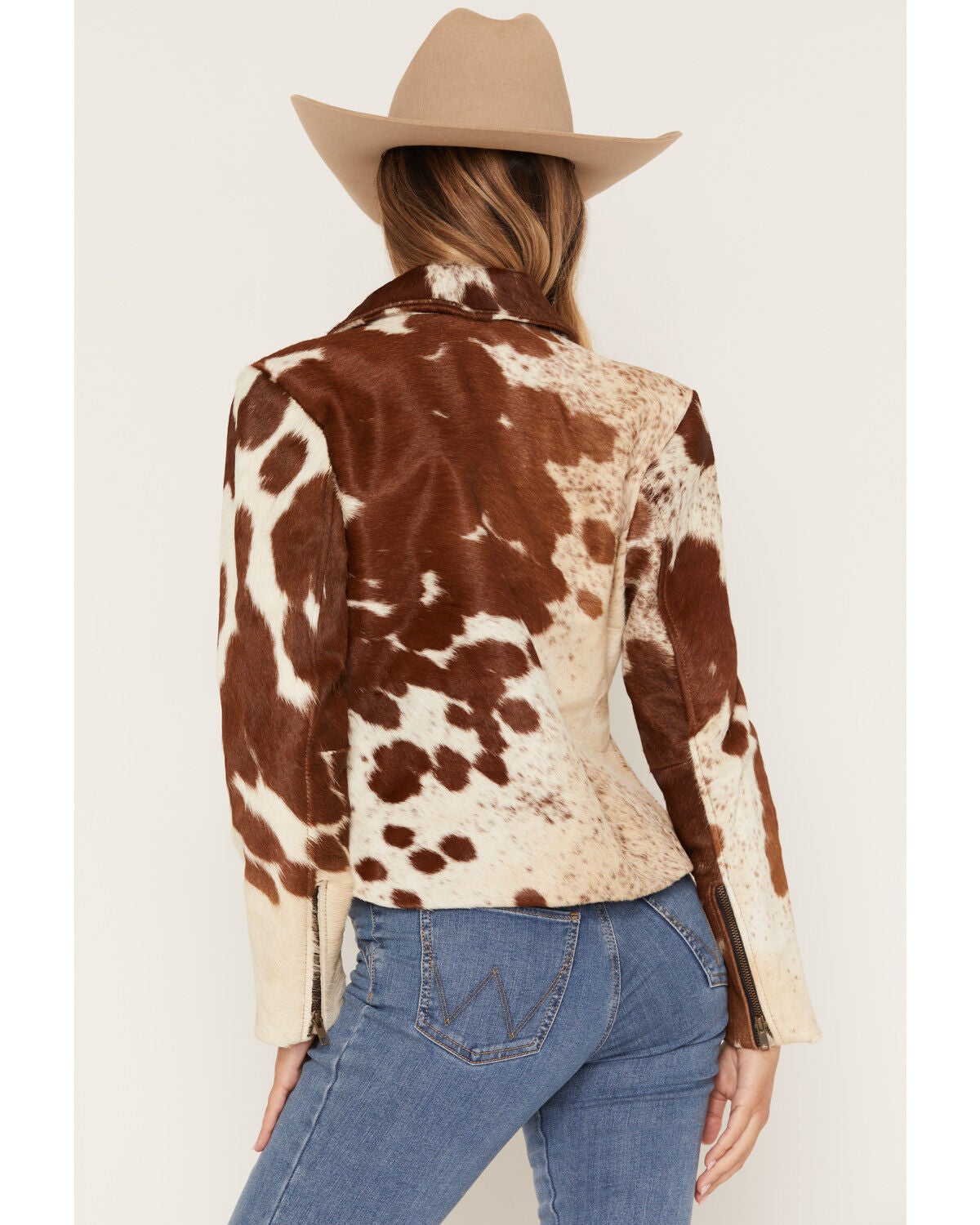 Image #4 - Cripple Creek Women's Genuine Cowhide Zip-Up Jacket, Brown, hi-res