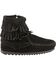 Image #3 - Minnetonka Girls' Double Fringe Side-Zip Moccasin Boot, Black, hi-res