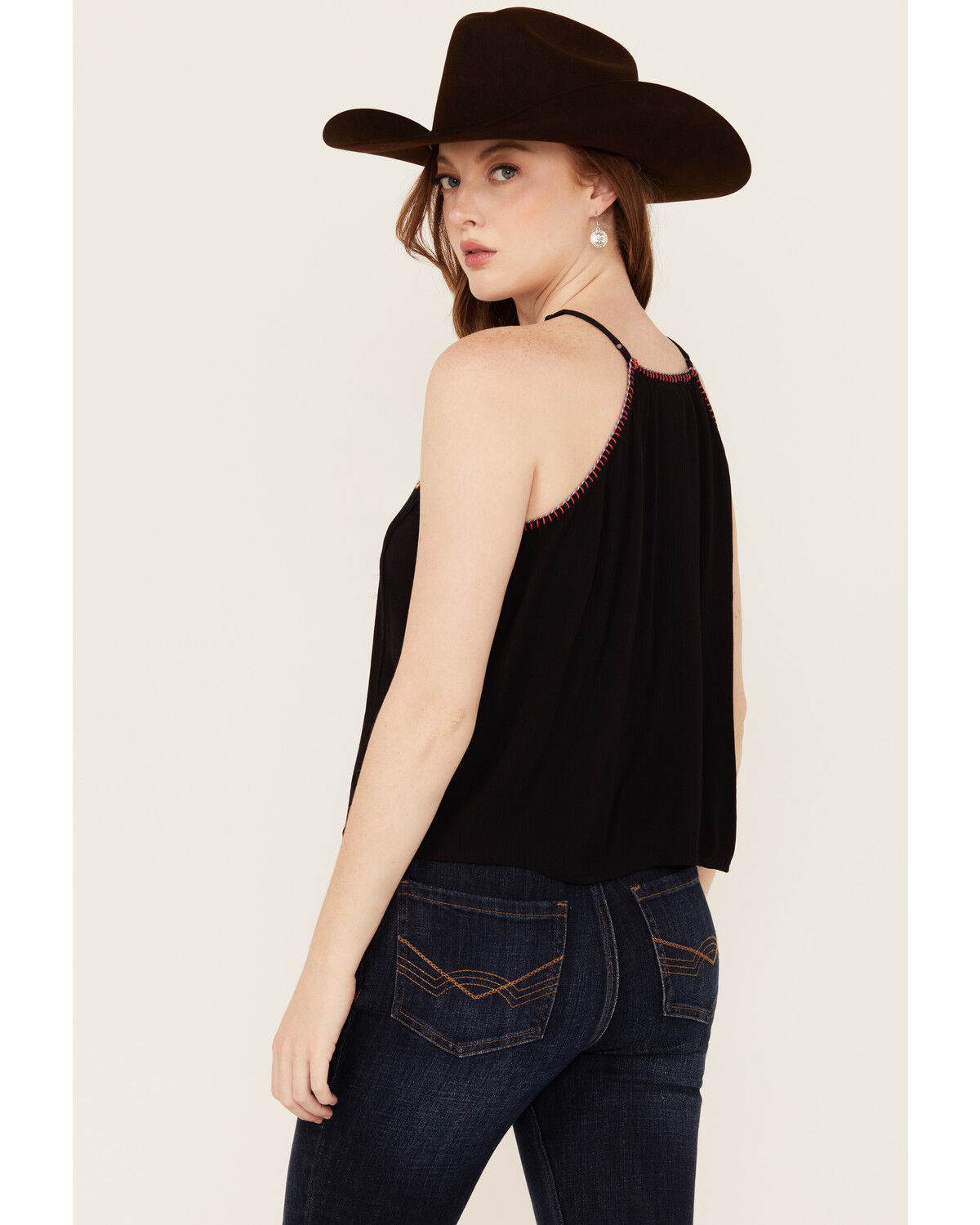 Image #4 - Idyllwind Women's Surrey Embroidered And Beaded Halter Top, Black, hi-res