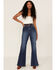 Image #1 - Flying Tomato Women's Seam Front Flare Jeans, Blue, hi-res