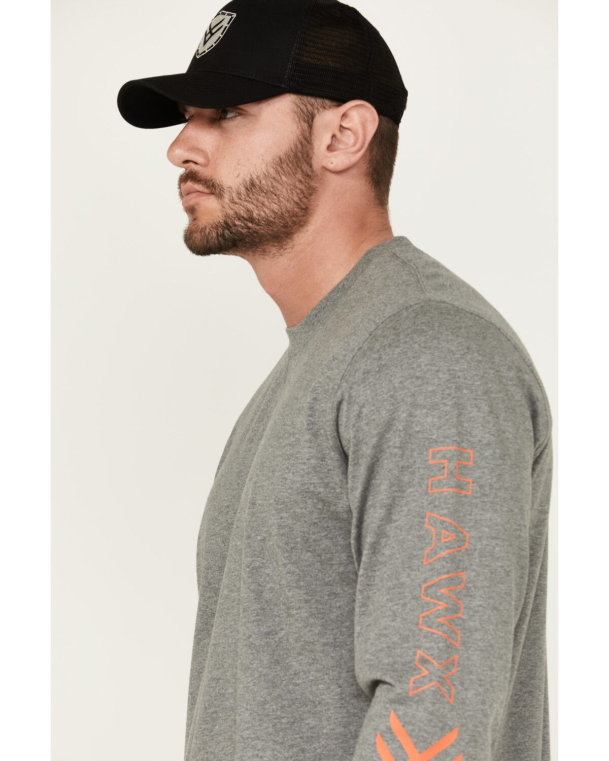 Image #2 - Hawx Men's Logo Long Sleeve Knit Work T-Shirt - Tall, Heather Grey, hi-res