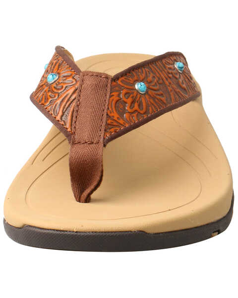 Twisted X Women's Tooled Studded Sandals, Tan, hi-res