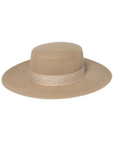 San Diego Hat Company Women's Drue Leopard Band Wool Felt Fedora Hat, Beige/khaki, hi-res