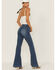 Image #3 - Shyanne Women's Medium Dark Wash High Rise Seam Detail Flare Jeans, Medium Wash, hi-res