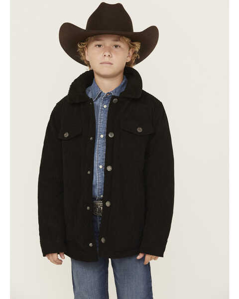 Image #1 - Urban Republic Boys' Sherpa Lined Corduroy Shirt Jacket , Black, hi-res