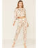 Image #1 - Peach Love Women's Cropped Splatter Print Sweatpants, Tan, hi-res