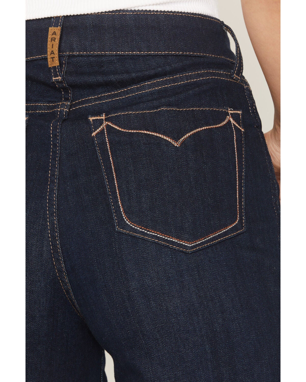 Image #4 - Ariat Women's Dark Wash Ultra High Rise Veronica Wide Leg Stretch Denim Jeans, Dark Wash, hi-res