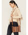 Image #1 - Shyanne Women's Wysteria Suede Woven Striped Crossbody Bag, Brown, hi-res