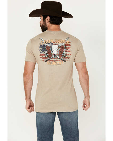 Image #1 - Cody James Men's Skull and Roses Short Sleeve Graphic T-Shirt , Tan, hi-res