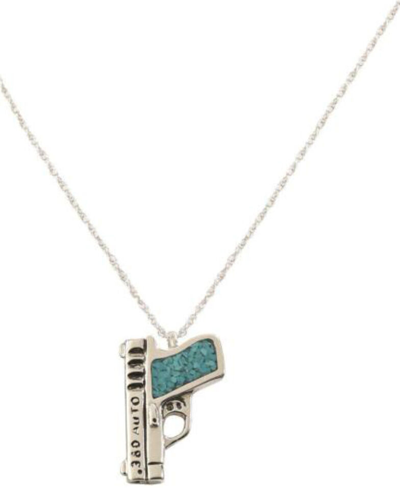 Silver Legends Women's 380 Auto Pistol Necklace , Turquoise, hi-res