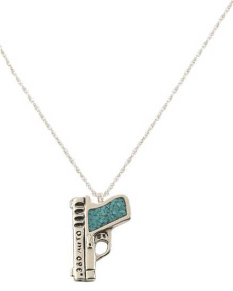 Silver Legends Women's 380 Auto Pistol Necklace , Turquoise, hi-res
