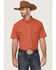 Image #1 - RANK 45® Men's 8 Seconds Short Sleeve Pearl Snap Western Tech Shirt , Medium Red, hi-res