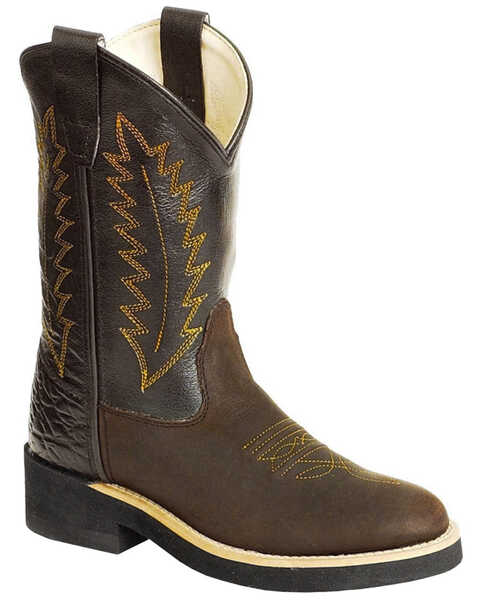 Old West Youth Cowboy Boots - Round Toe, Distressed, hi-res