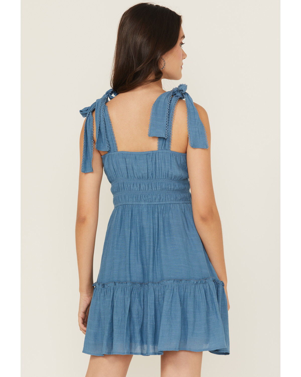 Image #4 - Ash & Violet Women's Solid Bow Strap Mini Dress, Blue, hi-res