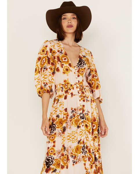 Image #2 - Talisman Women's Malicon Floral Print Puff Sleeve Maxi Dress, Multi, hi-res