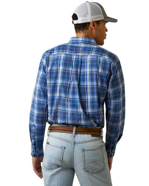 Image #4 - Ariat Men's Pro Series Jaxton Plaid Print Classic Fit Long Sleeve Button-Down Western Shirt , Blue, hi-res