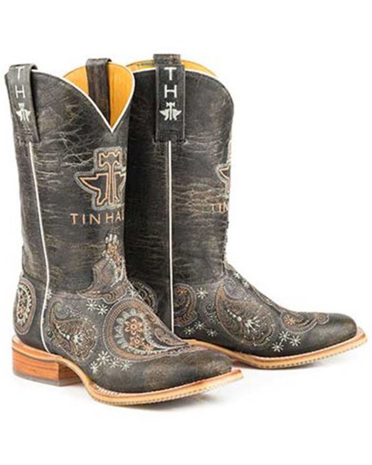 Tin Haul Women's Bandana Bandit Western Boots - Broad Square Toe, Tan, hi-res