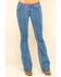Grace in LA Women's Medium Wash Thick Stripe Flare Jeans , Blue, hi-res