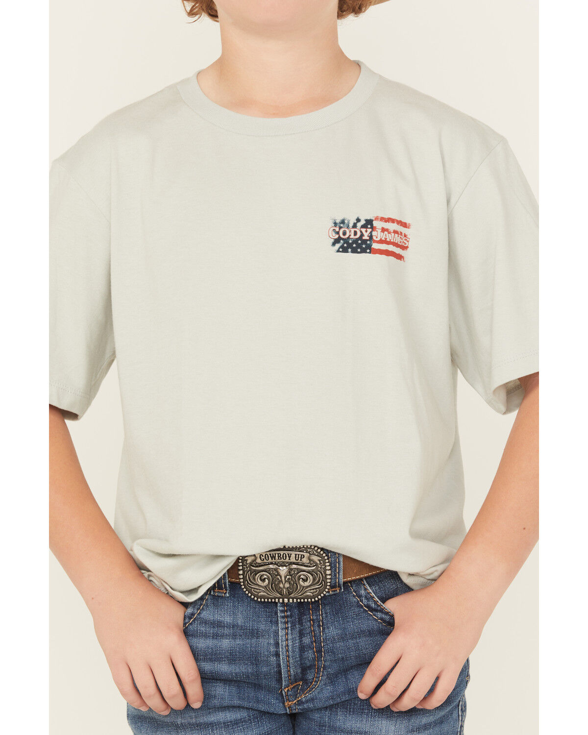 Image #4 - Cody James Boys' Rugged Flag Short Sleeve T-Shirt, Silver, hi-res