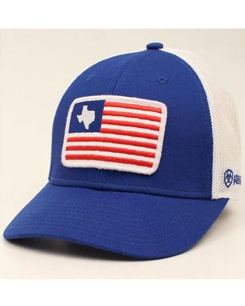Ariat Men's Texas USA Flag Patch Mesh Ball Cap , Blue, hi-res