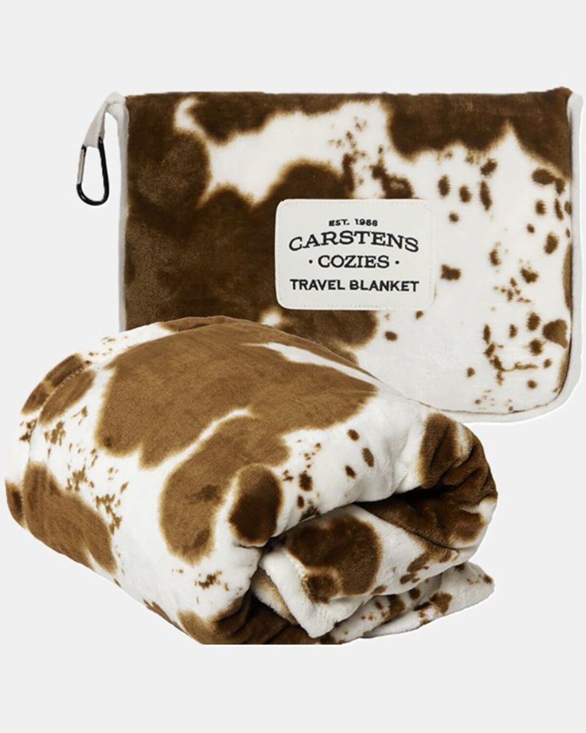 Carstens Home Hair on Hide Travel Blanket, Cow Print, hi-res