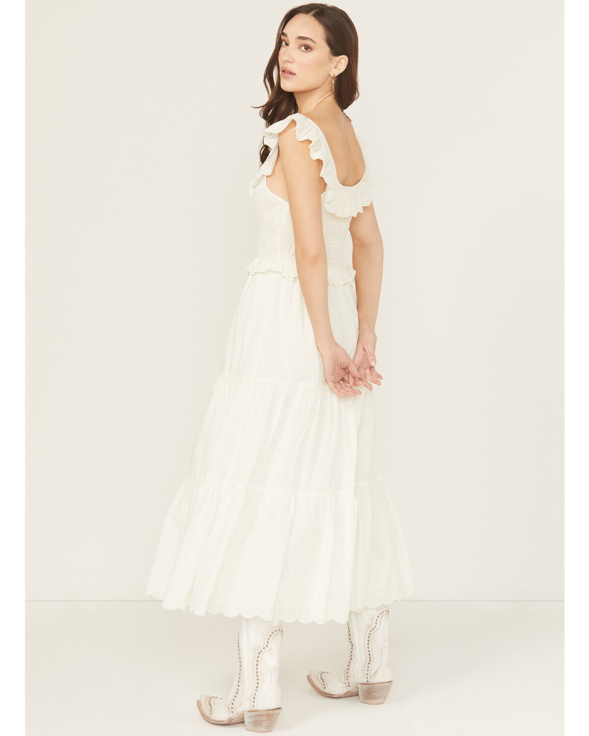Image #4 - Rock & Roll Denim Women's Eyelet Sleeveless Midi Dress, Natural, hi-res