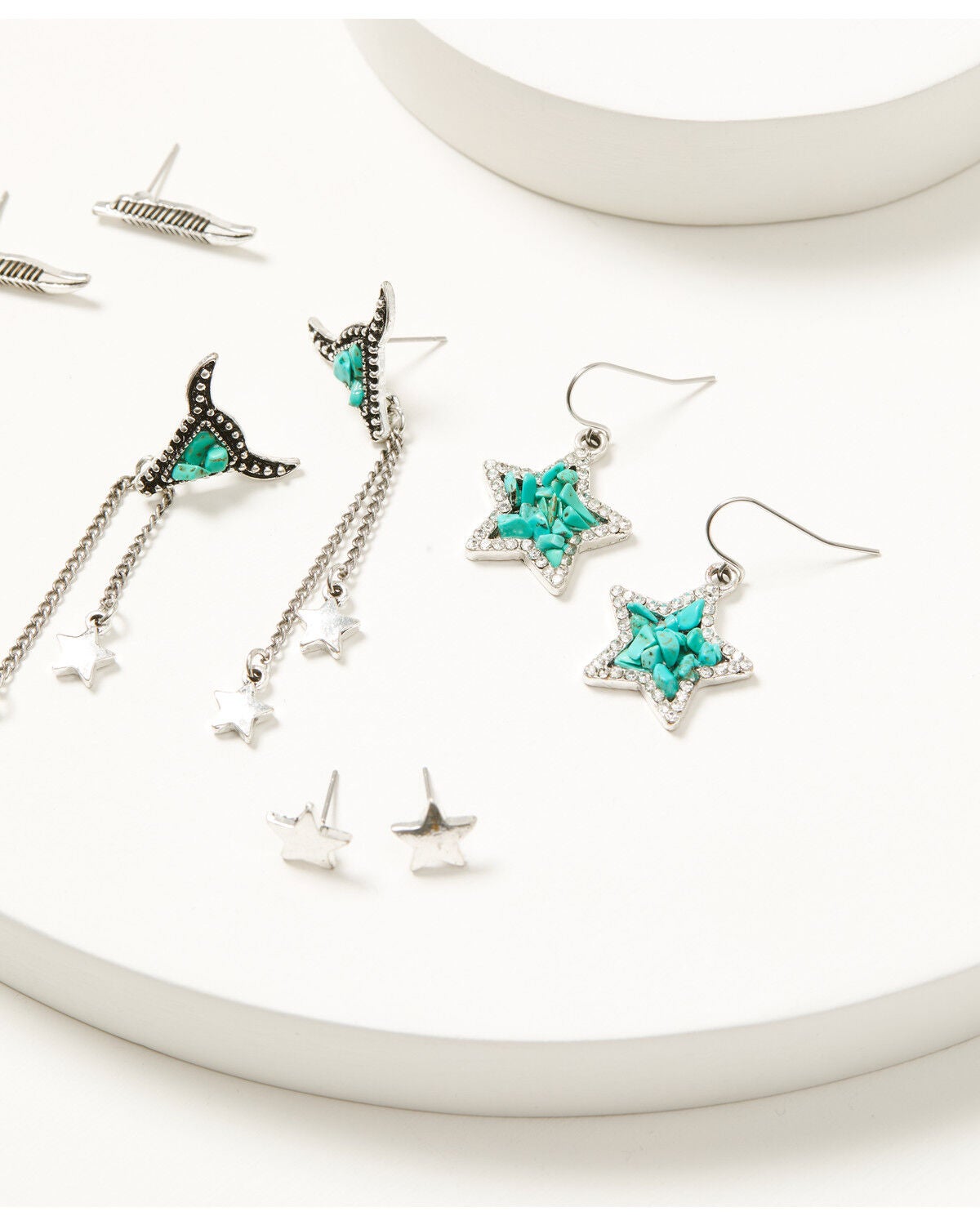 Image #2 - Shyanne Women's Steer Head Earring Set - 5 Piece, Silver, hi-res