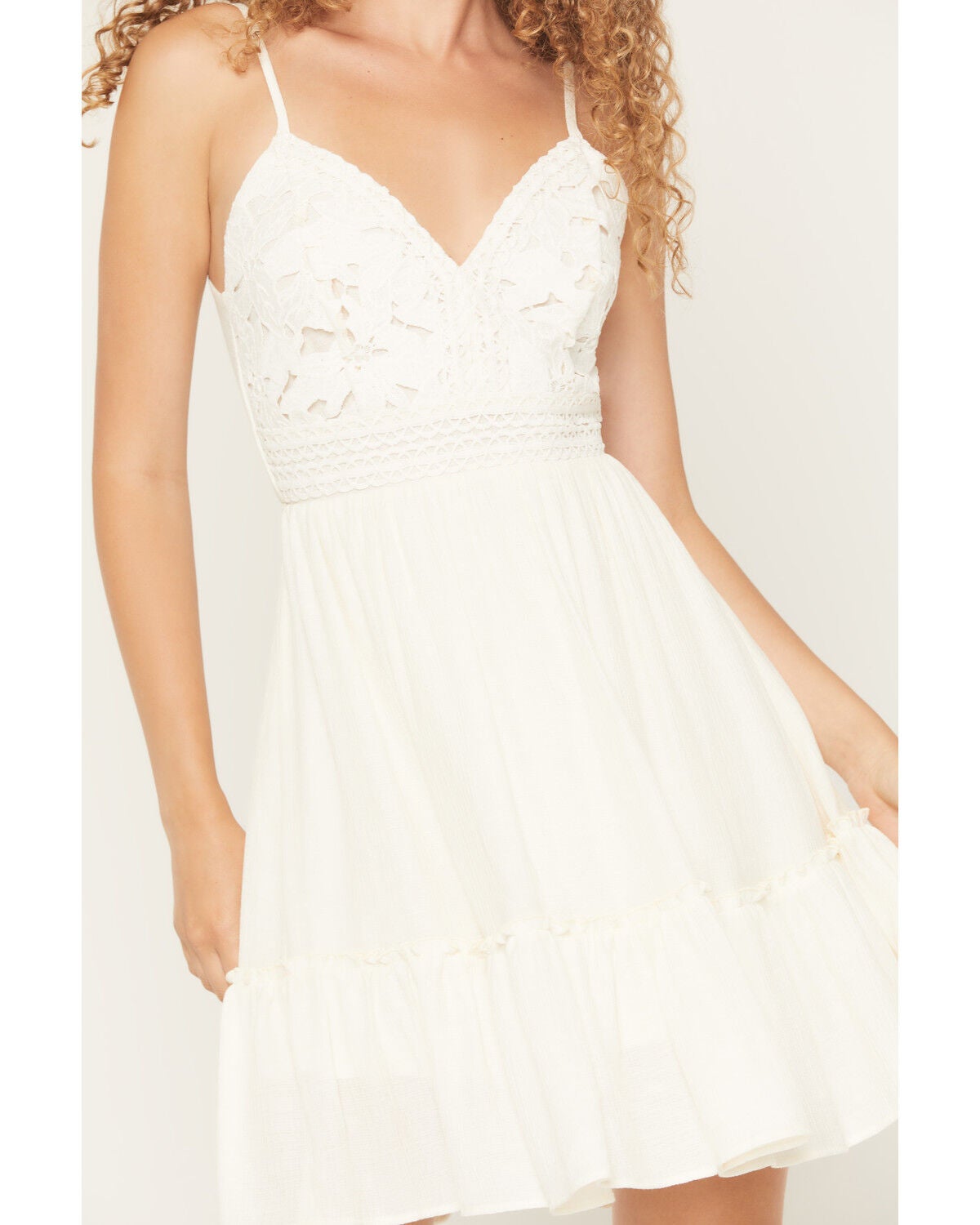 Image #3 - Shyanne Women's Lace Sleeveless Tie-Back Mini Dress, White, hi-res
