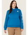 Image #1 - Carhartt Women's Relaxed Fit Midweight Logo Graphic Hoodie - Plus, Blue, hi-res