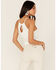 Image #4 - Shyanne Women's Textured Floral Halter Keyhole Tank Top, Ivory, hi-res