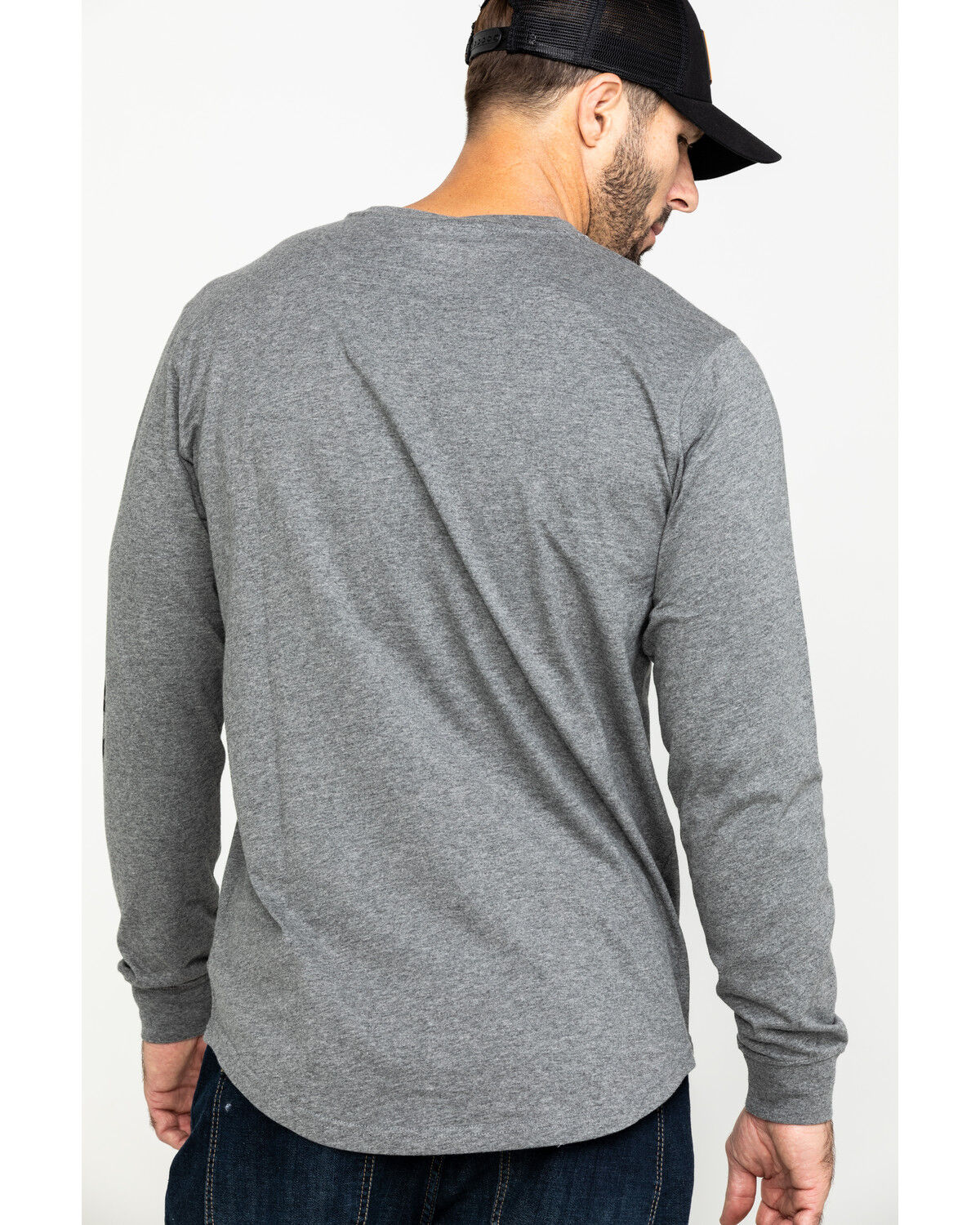 Image #2 - Hawx Men's Gray Logo Sleeve Long Sleeve Work T-Shirt - Tall, Heather Grey, hi-res