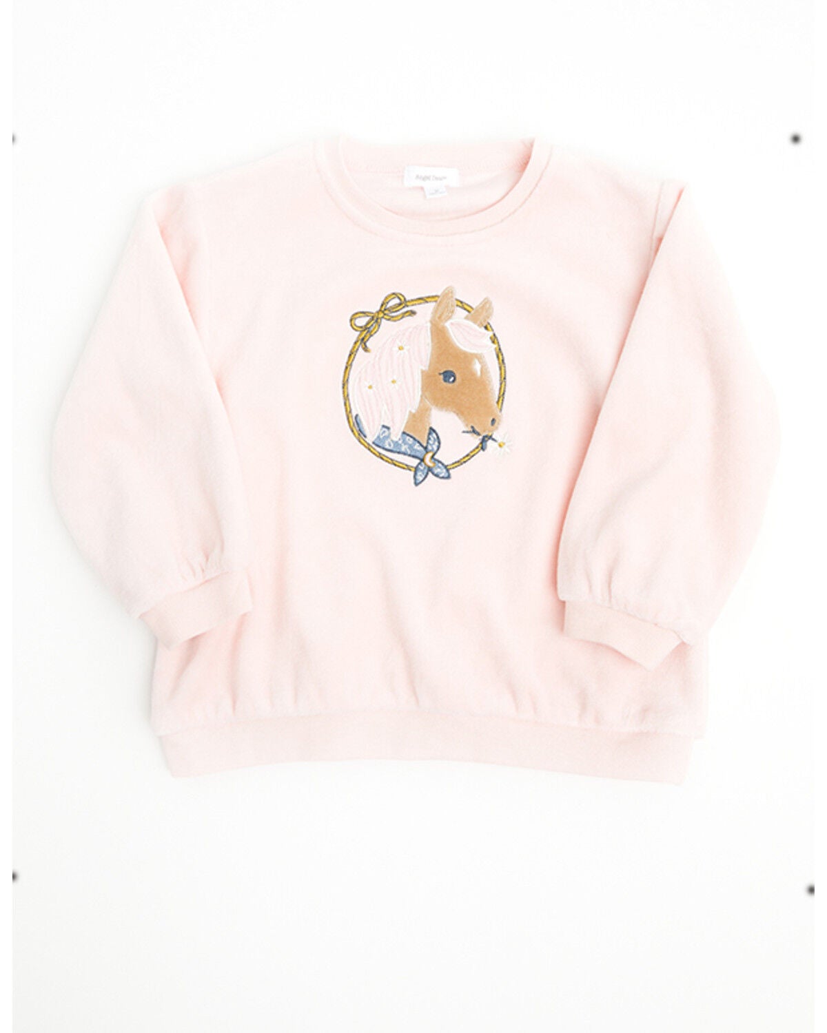 Image #1 - Angel Dear Toddler Girls' Velour Horse Pullover Sweater, Pink, hi-res