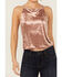 Image #3 - Beyond The Radar Women's Velvet High Neck Tank Top, Blush, hi-res