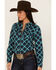 Image #2 - RANK 45® Women's Plaid Print Long Sleeve Stretch Western Riding Shirt, Navy, hi-res