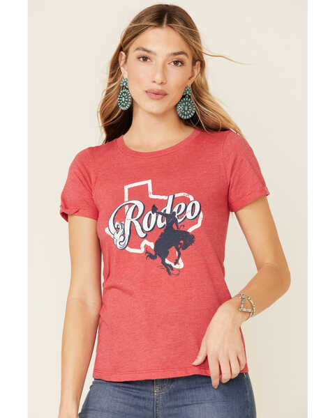 Image #3 - Rock & Roll Denim Women's Red Texas Rodeo Tee, Red, hi-res