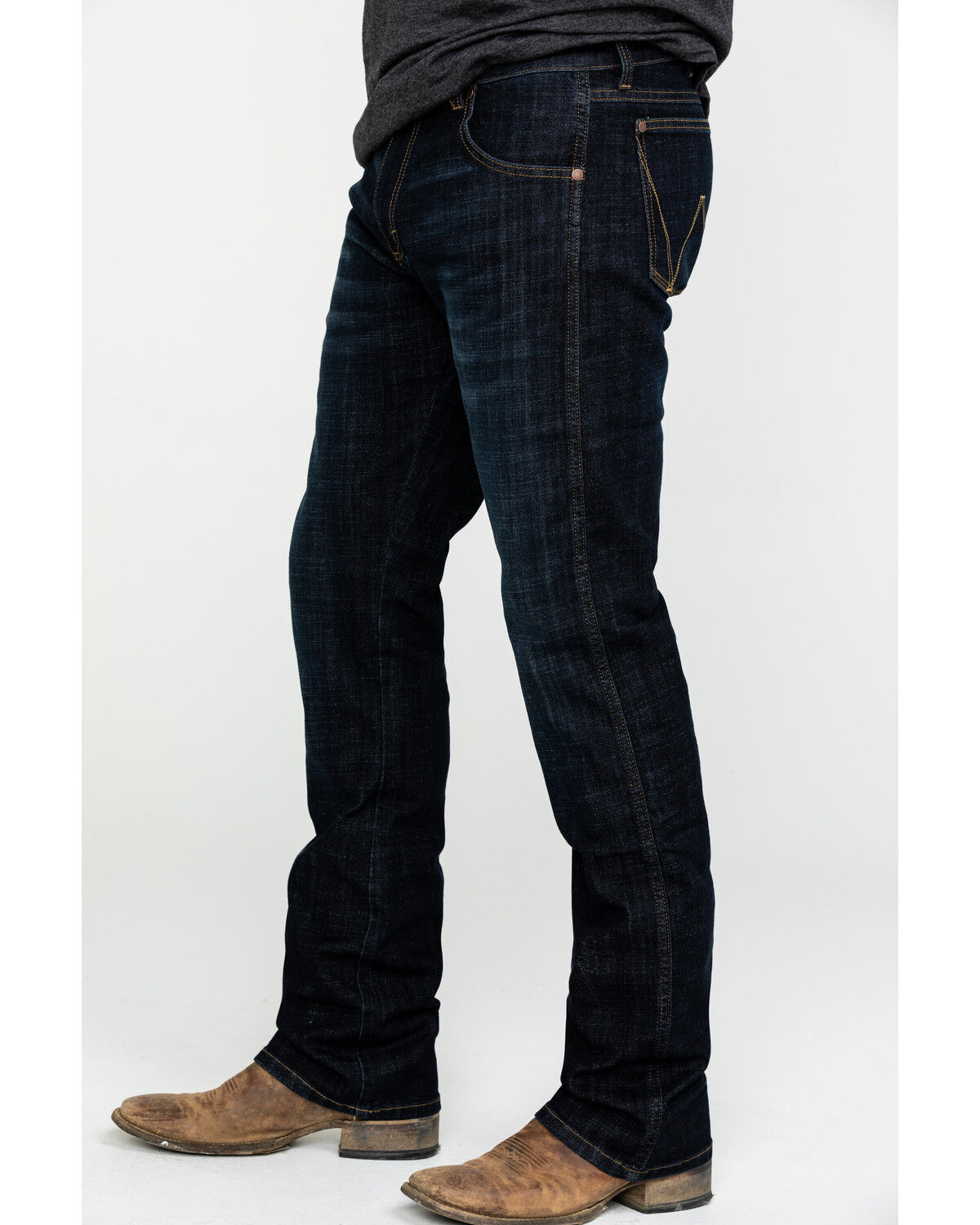 Image #3 - Wrangler Retro Men's Dax Dark Stretch Slim Bootcut Jeans - Long, Indigo, hi-res