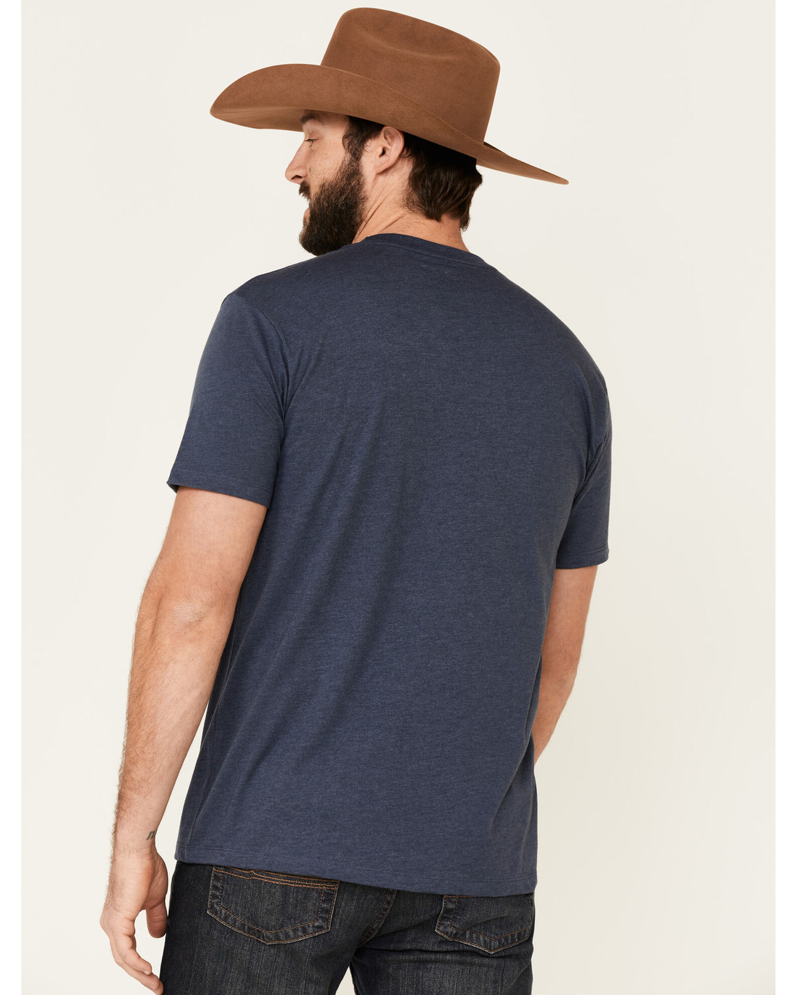 Image #4 - Ariat Men's Heather Shade Logo Short Sleeve Graphic T-Shirt, Navy, hi-res