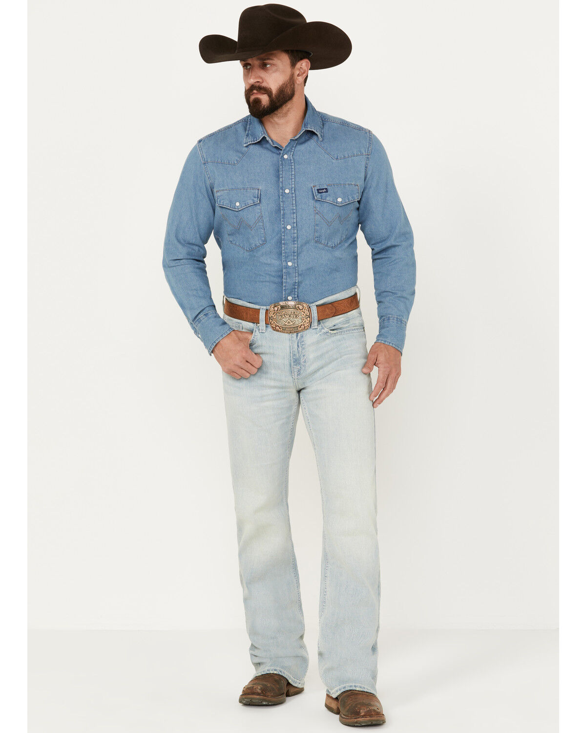 Image #1 - Cody James Men's Pioneer Light Wash Slim Bootcut Stretch Denim Jeans, Light Wash, hi-res