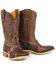Image #1 - Tin Haul Men's The Gambler Card Shuffle Sole Western Boots - Broad Square Toe, Brown, hi-res
