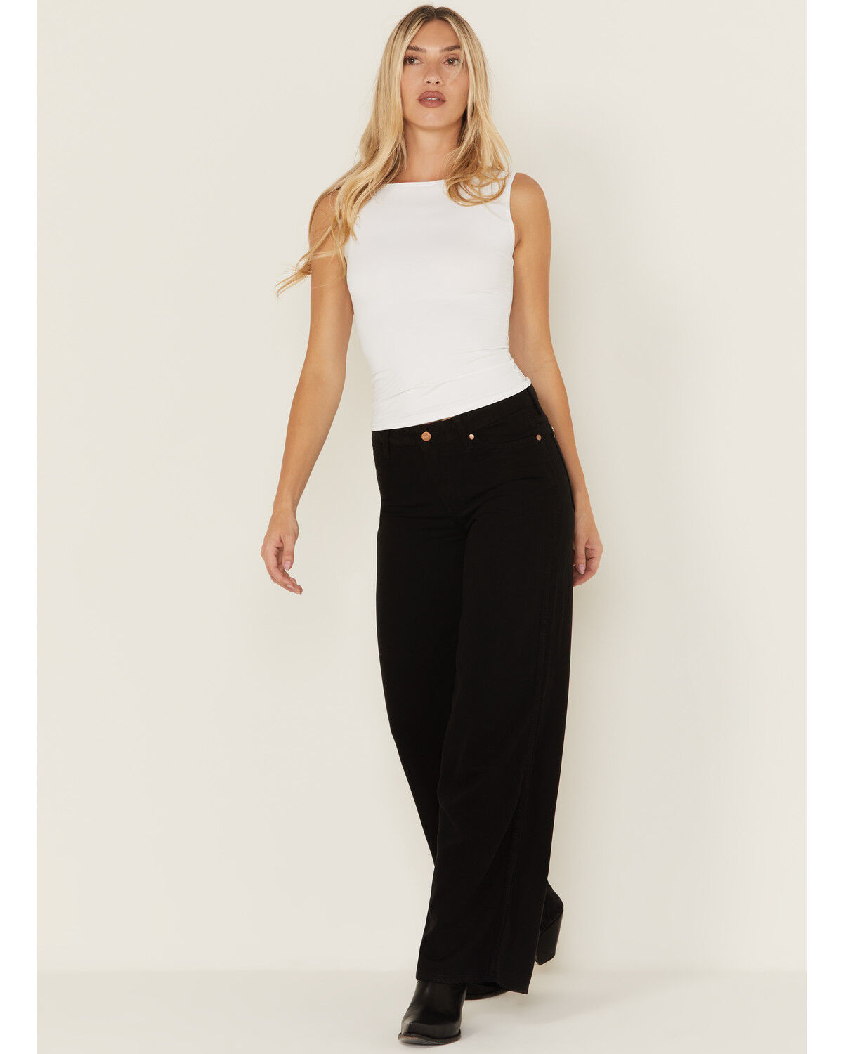 Image #3 - Wrangler Women's Midnight Ride Mid Rise World Wide Wide Leg Denim Jeans, Black, hi-res