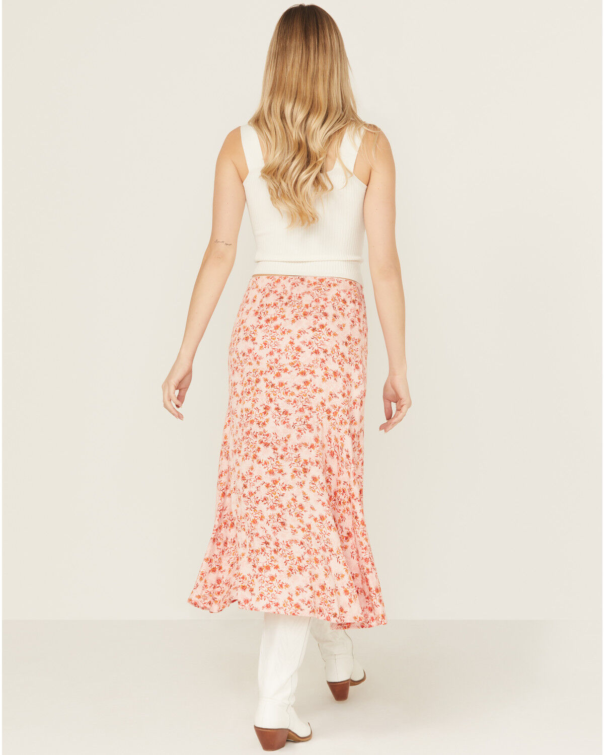 Image #3 - Shyanne Women's Floral Print High-Low Midi Skirt, Light Pink, hi-res