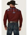 Image #4 - Rodeo Clothing Men's Embroidered Yoke Long Sleeve Snap Western Shirt, Burgundy, hi-res