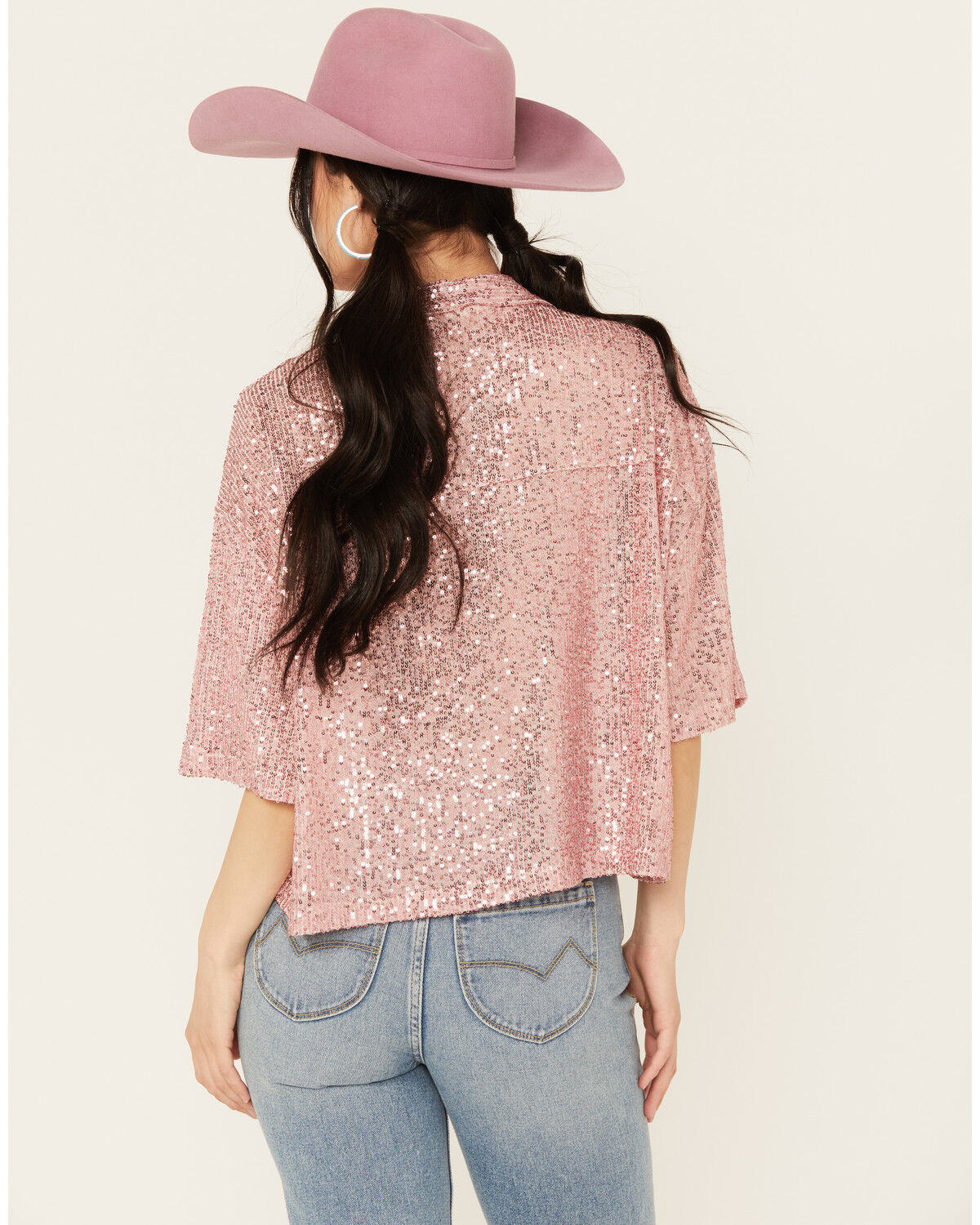 Image #4 - POL Women's Sequin Button Up Top, , hi-res