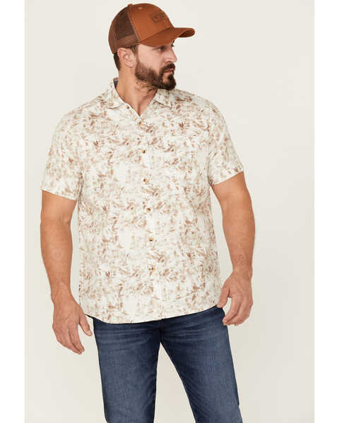 North River Men's Floral Print Short Sleeve Button Down Western Shirt , White, hi-res