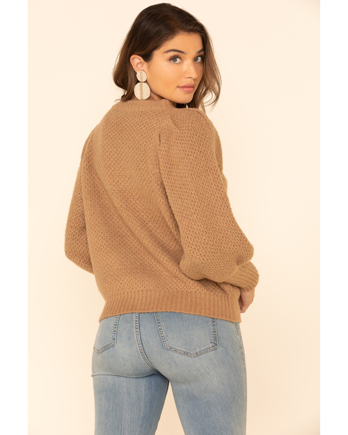 camel puff sleeve jumper