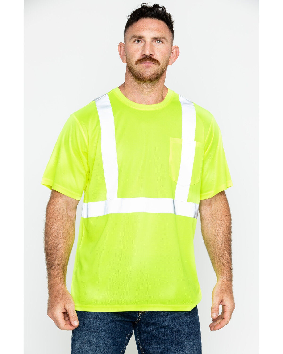 Hawx Men's Short Sleeve Reflective Work Tee - Big & Tall, Yellow, hi-res