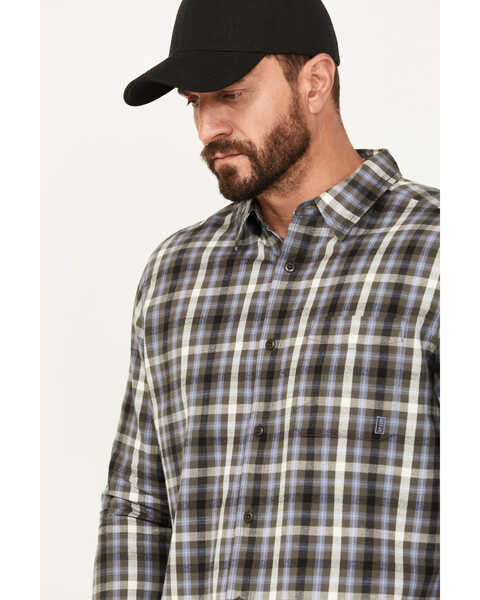 Image #2 - Brothers and Sons Men's Plaid Print Long Sleeve Button Down Shirt, Blue, hi-res