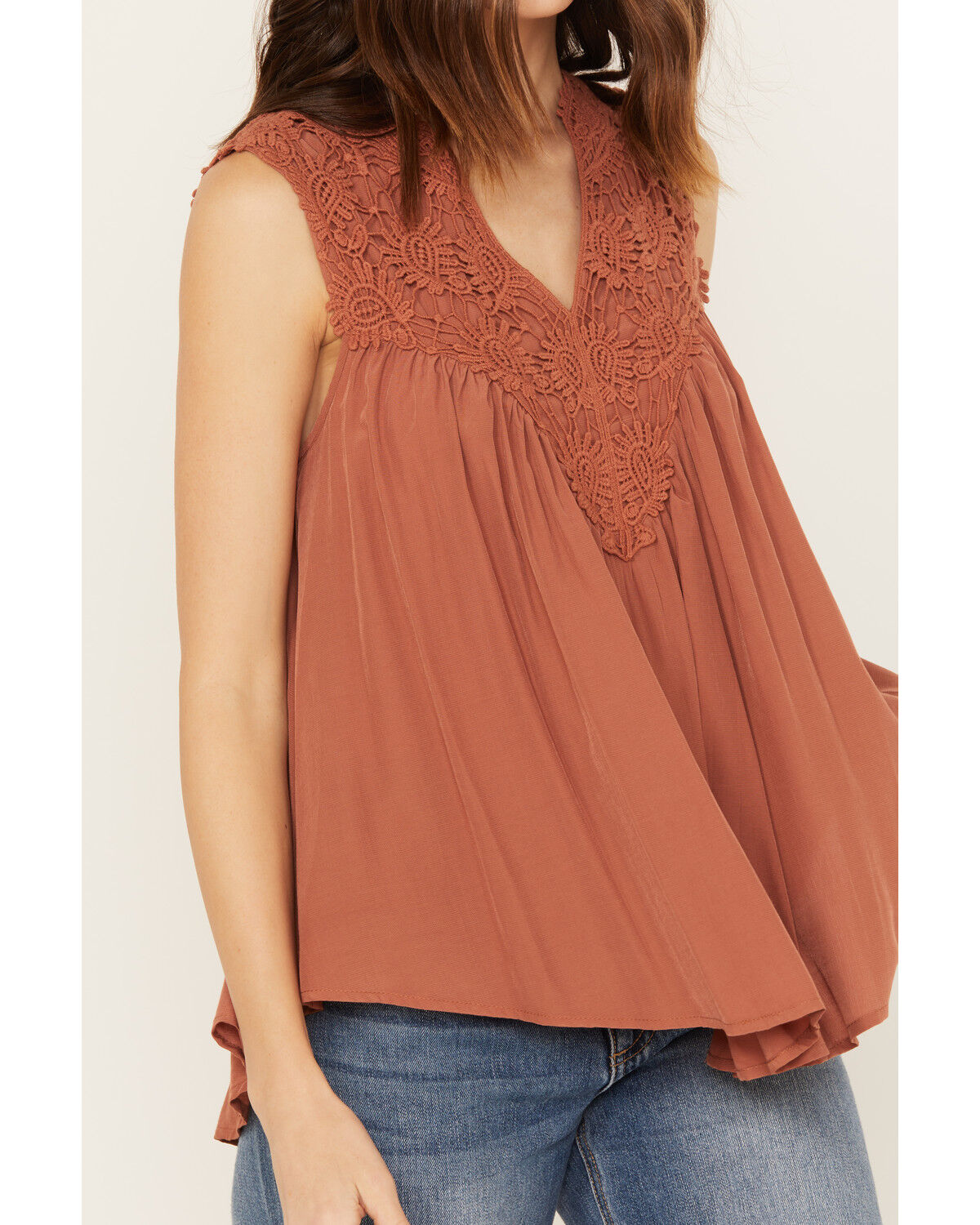 Image #3 - Molly Bracken Women's Crochet Sleeveless Peasant Top, Rust Copper, hi-res